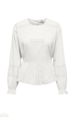 ONLEMINA LS LOOSE TOP WVN  CLOUD DANCER