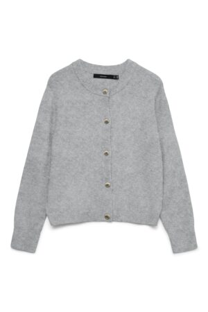 VMFIONA LS SHORT BUTTON CARDIG LIGHT GRAY MELANGE