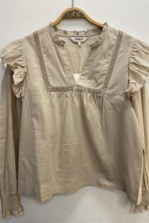 ONLIDRIS LS FRILL TAPE TOP NOO CHATEAU GRAY