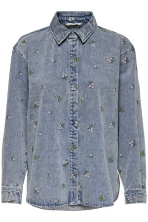 ONLVERA L/S FLOWER EMB SHIRT LIGHT BLUE DENIM