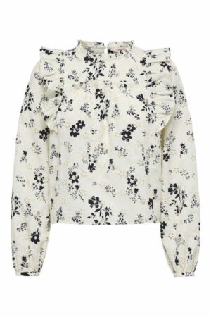 ONLRELLA LIFE LS EMB FRILL TOP CLOUD DANCER