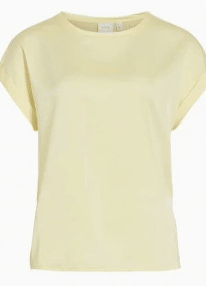 VIELLETTE S/S SATIN TOP PASTEL YELLOW