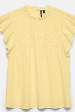 VMTRINE SL LACE TOP WVN NOOS PALE BANANA