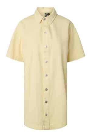 PCSKY SS A-SHAPE DENIM DRESS  FRENCH VANILLA