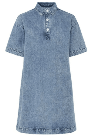 PCSKY SS A-SHAPE DENIM DRESS  MEDIUM BLUE DENIM