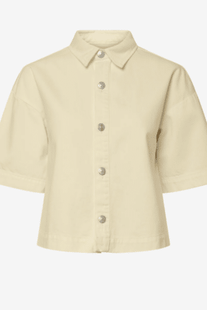 PCSKY SS A-SHAPE DENIM TOP NOO FRENCH VANILLA