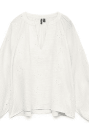 VMNATALI LS EMB TOP NOOS SNOW WHITE