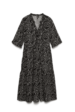 EVEASY JOY 2/4 FRL CALF DRESS BLACK/DANA