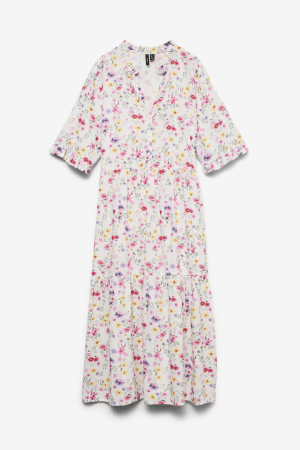 EVEASY JOY 2/4 FRL CALF DRESS CLOUD DANCER/LISA