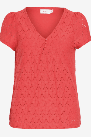 VIAMALINA V-NECK SS TOP HIBISCUS