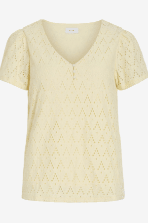 VIAMALINA V-NECK SS TOP PASTEL YELLOW