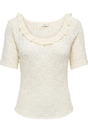 JDYGALLAS SS LACE TOP HVID