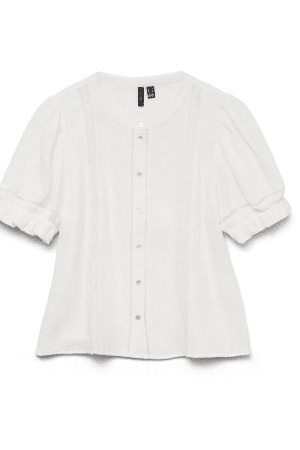 VMNATALI 2/4 LACE SHORT TOP SNOW WHITE