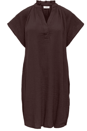 JDYTHEIS LIFE SS V-NECK DRESS CHOCOLATE
