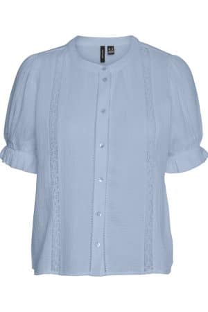 VMNATALI 2/4 LACE SHORT TOP CASHMERE BLUE