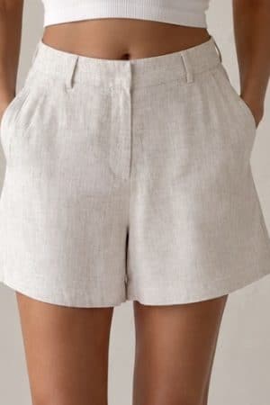 JDYMOLLY LINEN HW BERMUDA SHOR OATMEAL