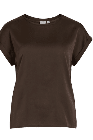 VIELLETTE S/S SATIN TOP BLACK COFEE