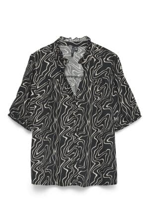 VMEASY JOY 2/4 V-NECK FRILL TO BLACK/DANA