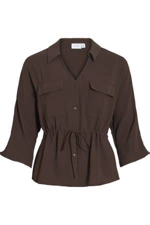 VISURASHIL V-NECK 3/4 SHIRT COFFEE BEAN