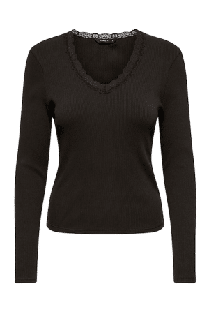 ONLSARA SHARAI L/S N-NECK TOP  CHOCOLATE