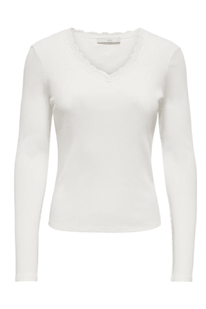ONLSARA SHARAI L/S N-NECK TOP  CLOUD DANCER