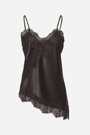 ONLINDONA STRAP SATIN LACE TOP CHOCOLATE
