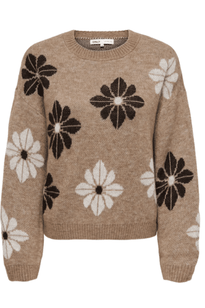 ONLFREESIA LS FLOWER O-NECK  TOASTED COCONUT
