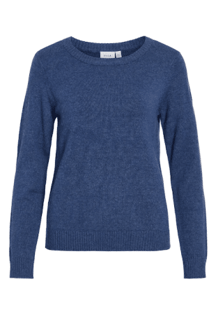 VIRIL O-NECK L/S KNIT TOP  NAVY PEONY/DARK MELANGE