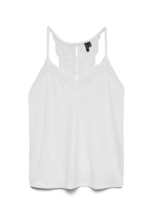 VMANA S/L LACE TOP HVID