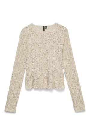 VMFLORA LS PEPLUM TOP JRS PUMICE STONE