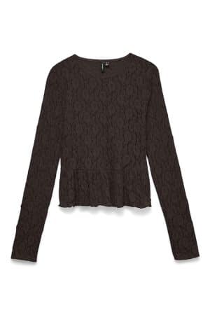 VMFLORA LS PEPLUM TOP JRS CHOCOLATE