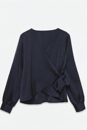 VMMOLLY LS V-NECK TIE SHIRT NAVY BLAZER