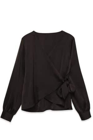 VMMOLLY LS V-NECK TIE SHIRT CHOCOLATE