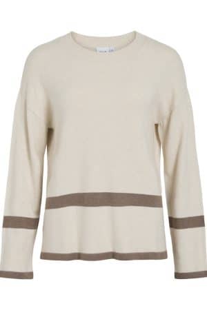 VIRIL O-NECK OVERSIZE L/S KNIT SUPER LIGHT NAT/COFFEE BEA