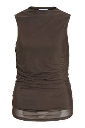 VIFUNDA SHA FUNNELNECK S/L TOP COFFEE BEAN
