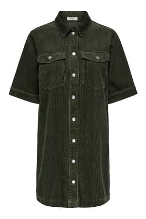 JDYSHIRAZ S/S BUTTON DRESS PNT FOREST NIGHT