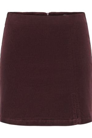 ONLFLORA HW CORD SHORT SKIRT BORDEAX