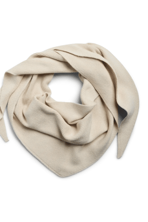 PCKOMMA RIB BIG TRIANGLE SCARF WHITECAP GRAY
