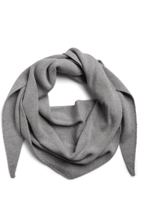PCKOMMA RIB BIG TRIANGLE SCARF MEDIUM GREY MELANGE