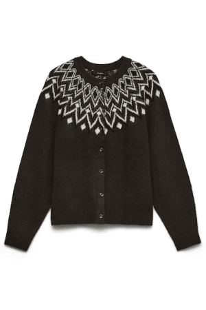 VMKARLA LS O-NECK BUTTON CARDI CHOCOLATE