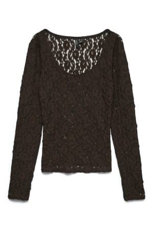 VMFLORA LS 2-WAY LACE TOP CHOCOLATE