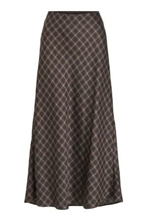 VIELLETTE HW LONG SKIRT COFFEE BEAN/HOUNDSTOOTH