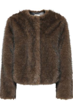 JDYAMY FAUX FUR SHORT JACKET  CHOCOLATE