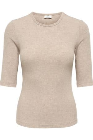 JDYRENO 2/4 O NECK TOP JRS DIA OATMEAL/MELANGE