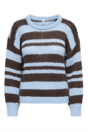 ONLNORDIC LS STRIPE O-NECK DUSTY BLUE/COFFEE