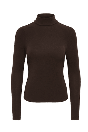 ONLGLAMOUR L/S ROLL-NECK TOP BLACK COFEE