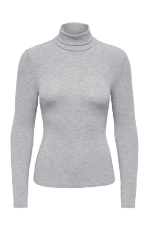 ONLGLAMOUR L/S ROLL-NECK TOP LIGHT GRAY DENIM