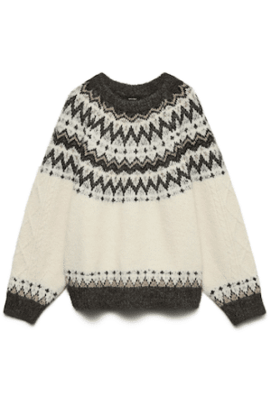 VMJULIANA LS O-NECK PULLOVER BIRCH/W BROWN L