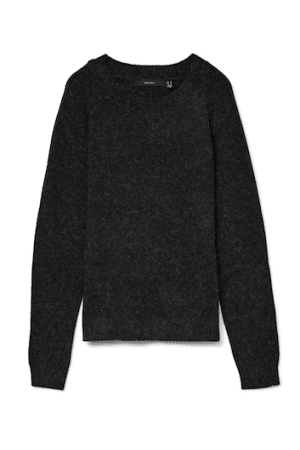VMDOFFY LS O-NECK BLOUSE  BLACK MELANGE