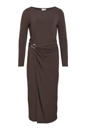 VIJUSTINE BOATNECK L/S MIDI DR COFFEE BEAN